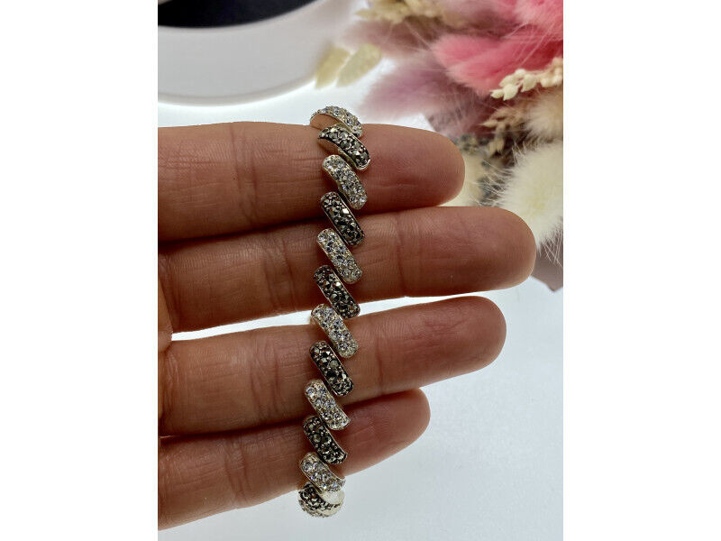 925 STERLING SILVER CZ & MARCASITES BRACELET