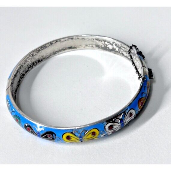 FESTIVE 925 STERLING SILVER ENAMELED BUTTERFLY BRACELET SKY