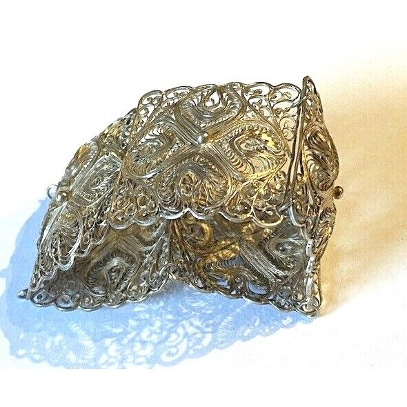 925 STERLING SILVER FILIGREE WIDE BRACELET SKY