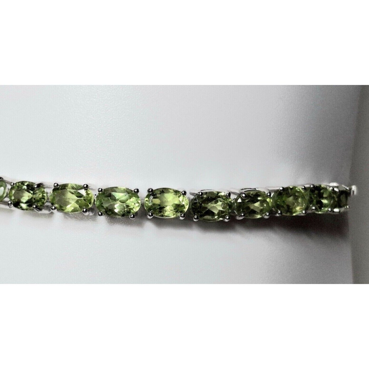 925 STERLING SILVER AND PERIDOT TENNIS  BOLO BRACELET SKY