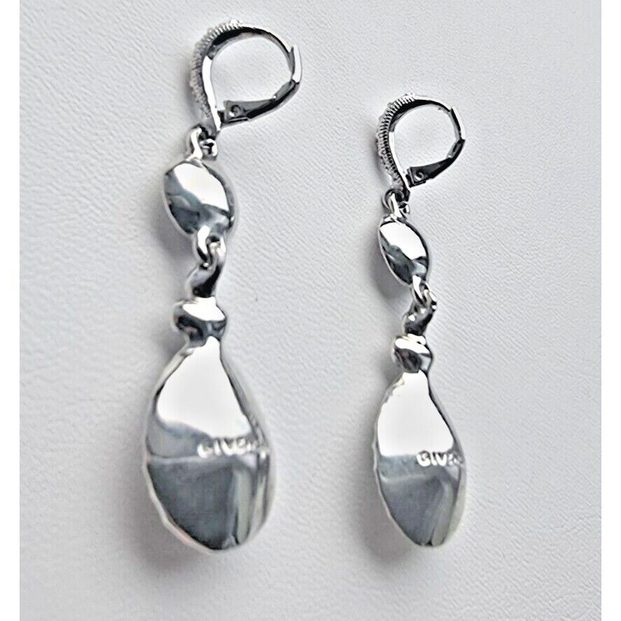 GIVENCHY 925 STERLING SILVER Rainbow  MOONSTONE TEAR DROP EARRINGS AT