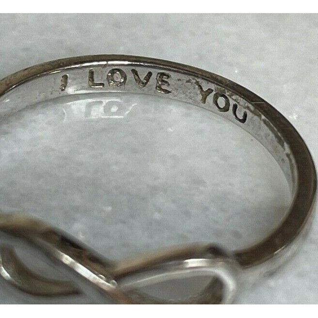 925 STERLING SILVER INFINITY ''I LOVE YOU'' BAND RING SIZE 7.75 SKY