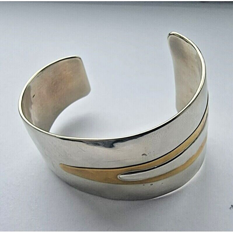 925 STERLING SILVER VERMEIL CUFF BRACELET 54.3 grams AT