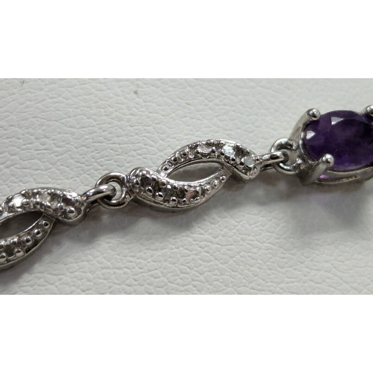 925 sterling silver 5x4 mm. oval amethyst bracelet . 7.25 inch AT