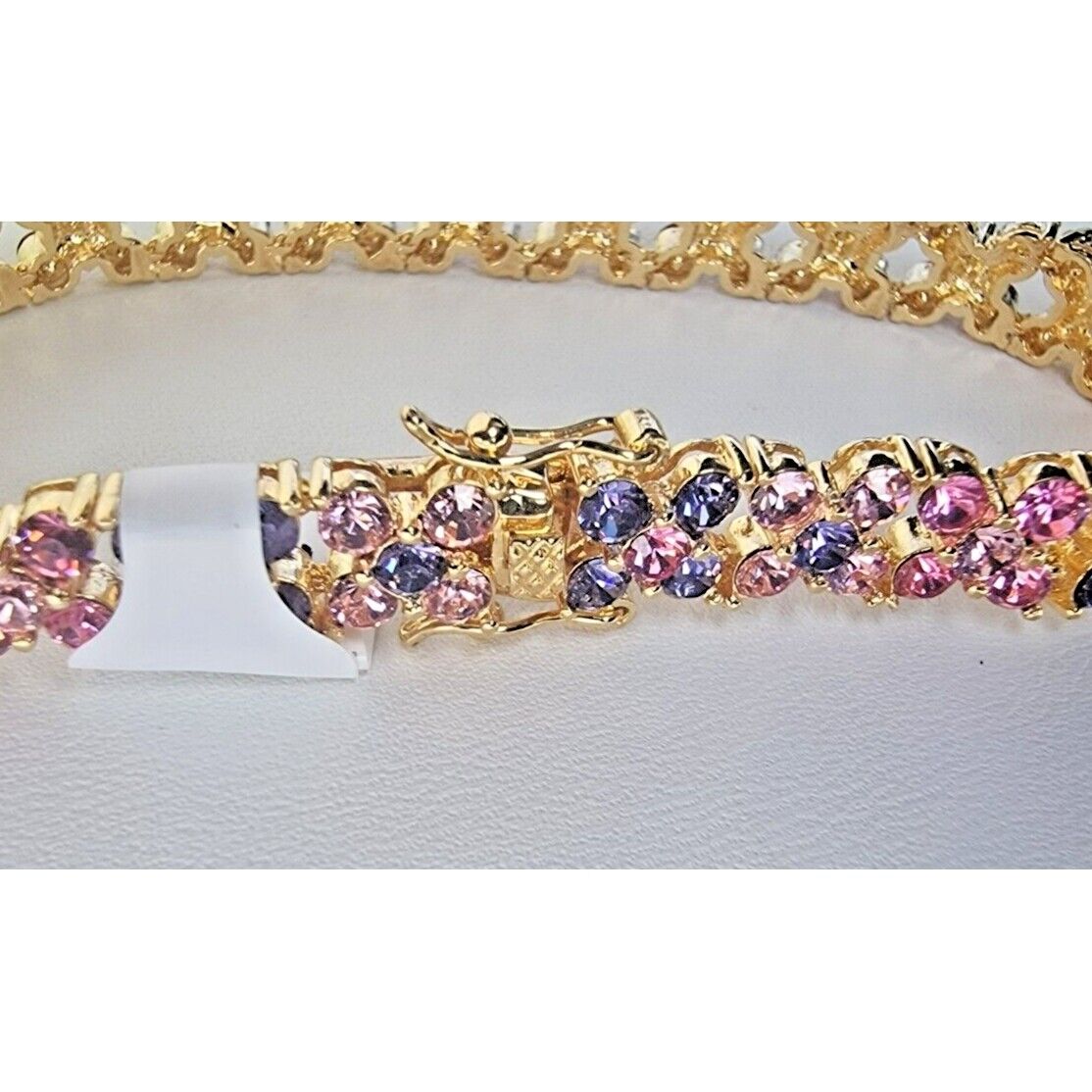 JOAN RIVERS VERMEIL 925 STERLING SILVER LAVENDER AND PINK CRYSTAL BRACELET AT