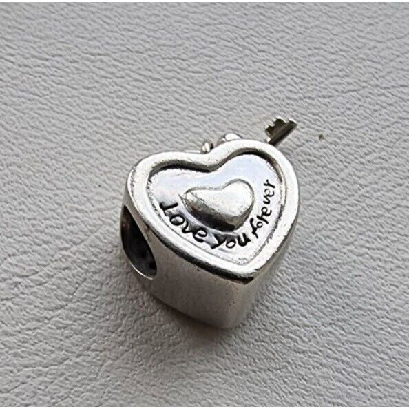 NINA 925 STERLING SILVER HEART AND KEY LOVE YOU FOREVER CHARM AT