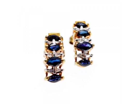 10K YELLOW GOLD SAPPHIRES EARRINGS