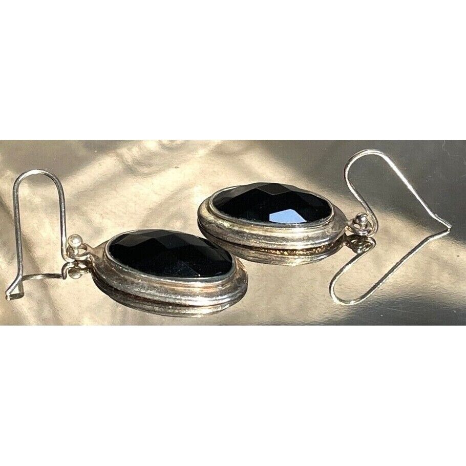 925 STERLING SILVER  AND ONYX EARRINGS SKY