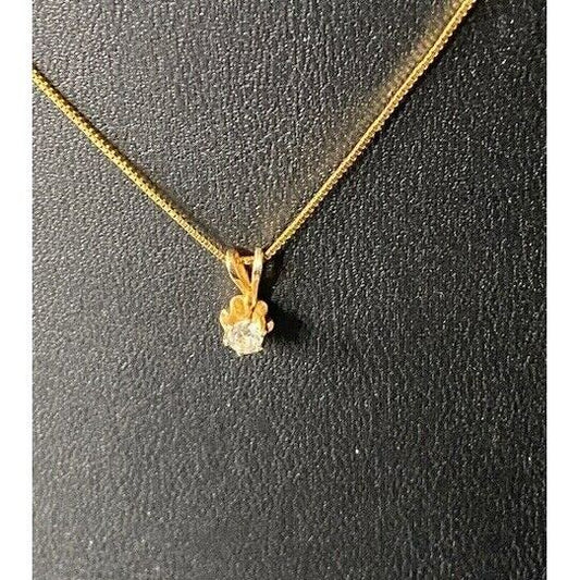 14K YELLOW GOLD AND DIAMOND SOLITAIRE PENDANT NECKLACE SKY