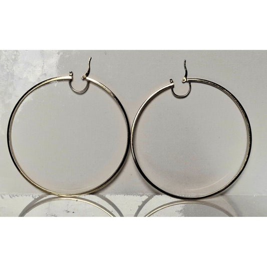 LARGE JCM 925 STERLING SILVER VERMEIL HOOP  EARRINGS SKY