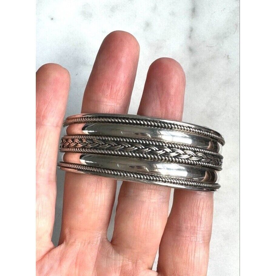 BALI 925 STERLING SILVER  WIDE CUFF BRACELET SKY