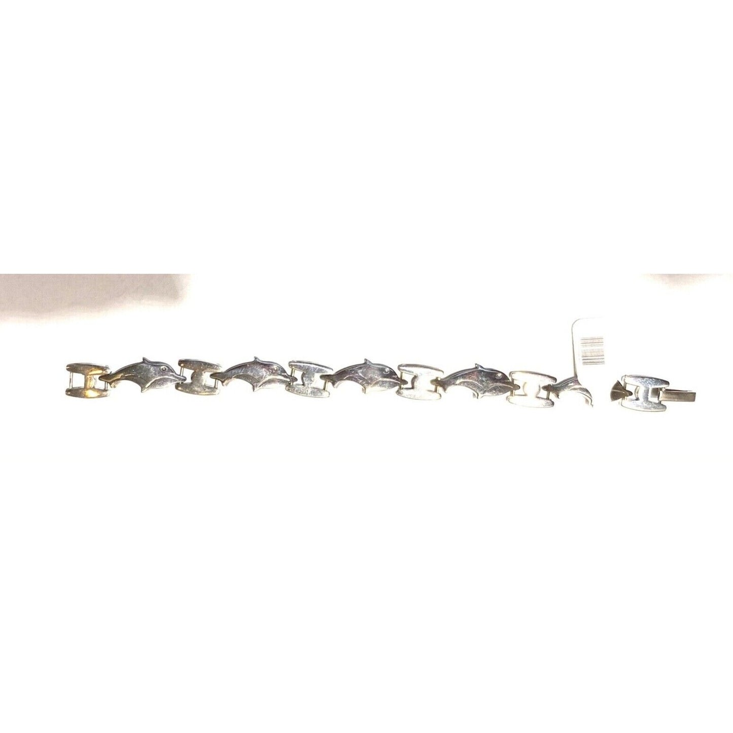 925 sterling silver DOLPHIN bracelet  28 grams     7.5 inch AT