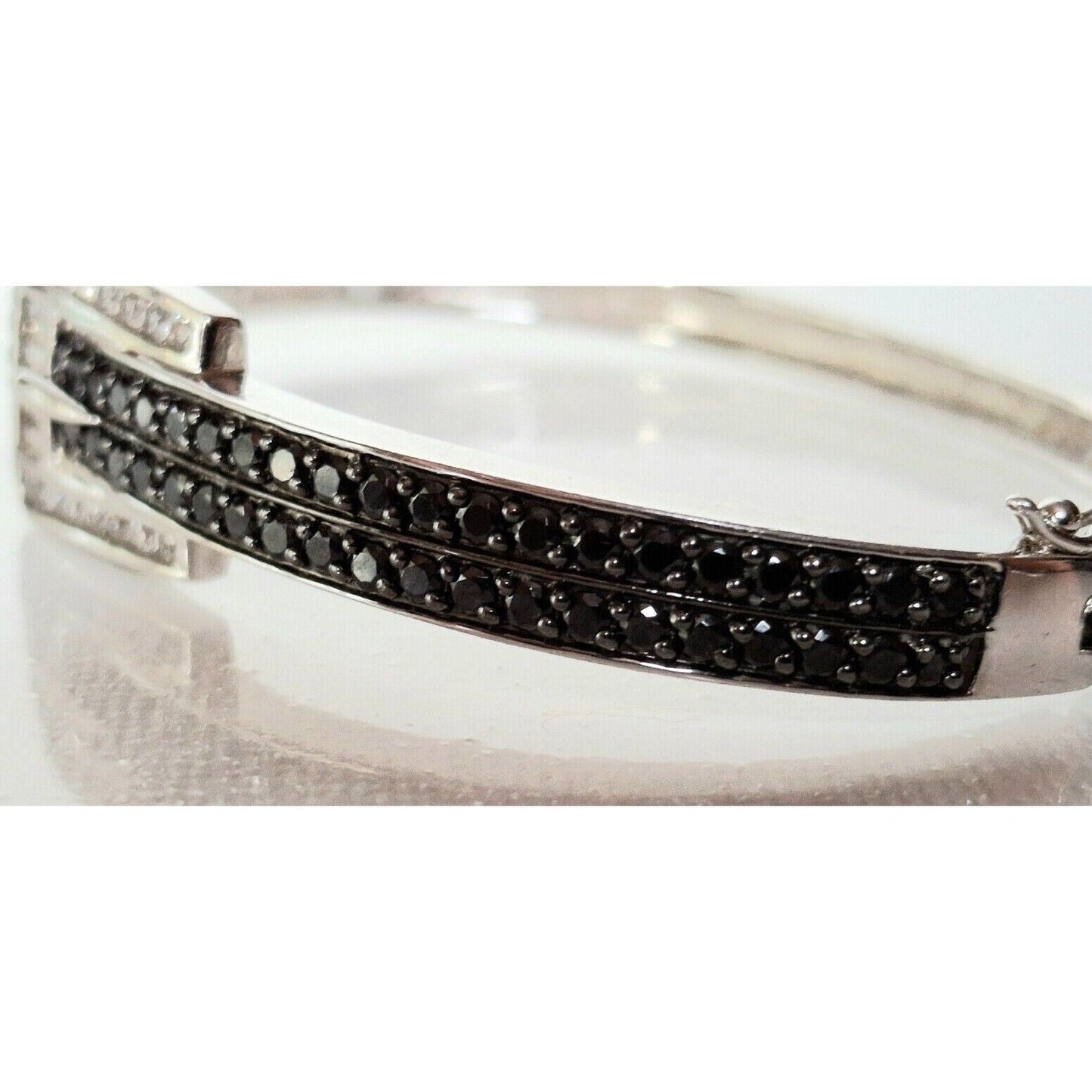 925 STERLING SILVER CLEAR AND BLACK GEMS  BELT BUCKLE DESIGN  BRACELET SKY