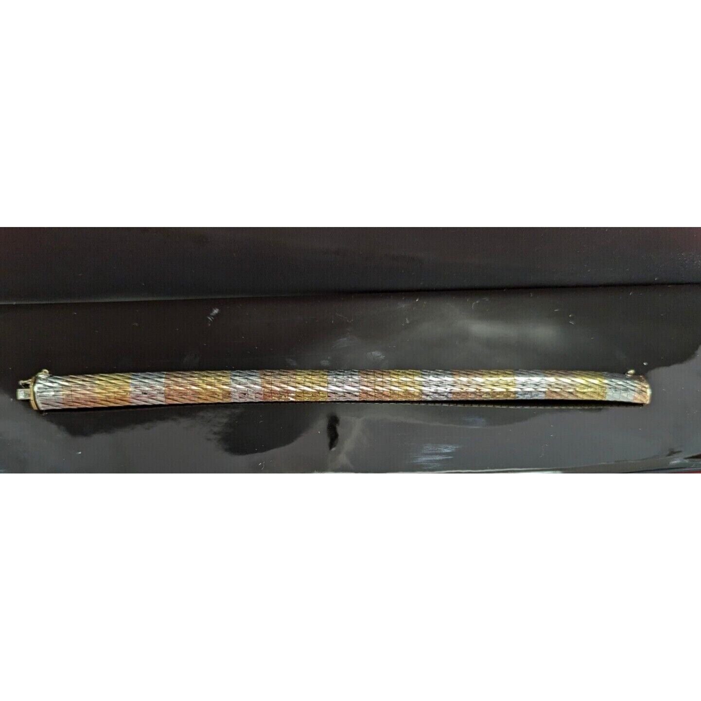 925 sterling silver tri-color  OMEGA bracelet 8 inch long 3/4 wide AT