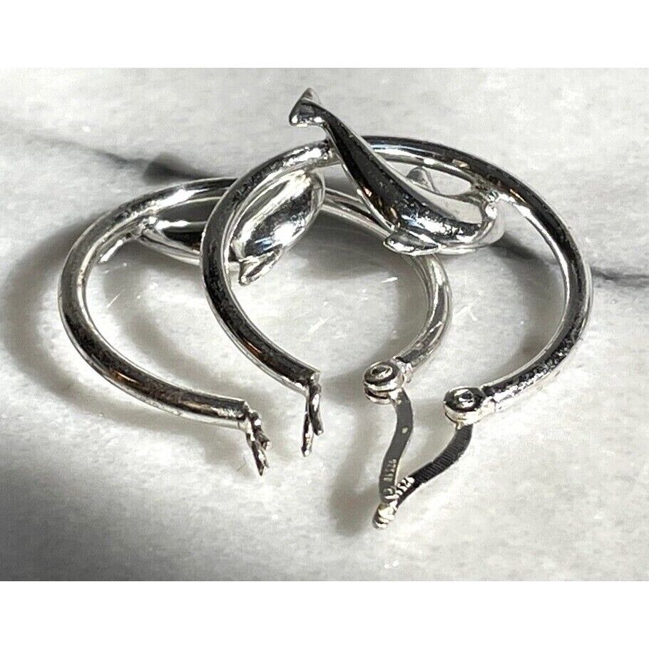 925 STERLING SILVER DOLPHIN HOOP EARRINGS SKY