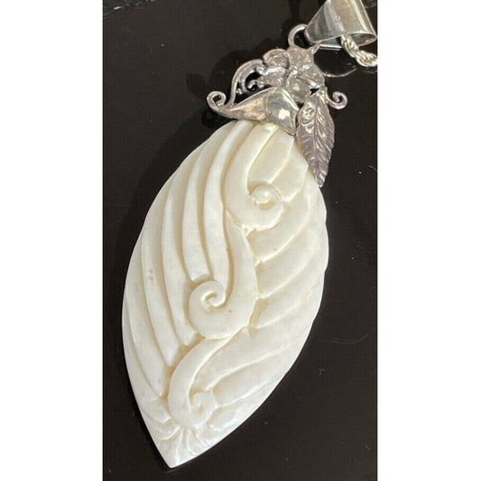 925 STERLING SILVER HAND CARVED PENDANT NECKLACE SKY