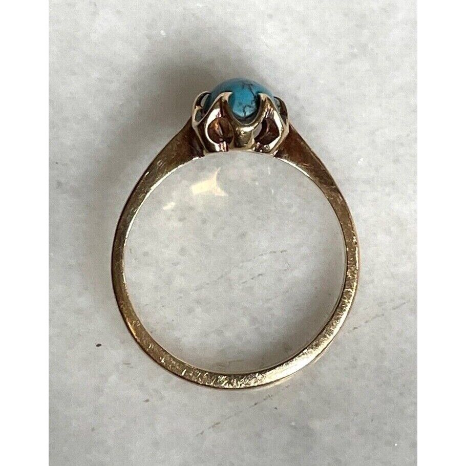 YELLOW GOLD  TURQUOISE RING SIZE 6 SKY