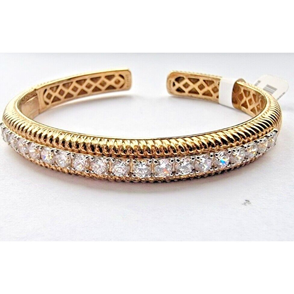 925 STERLING SILVER VERMEIL CZ BANGLE BRACELET AT