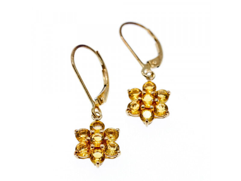 10K YELLOW GOLD HELIODOR FLOWERS EARRINGS