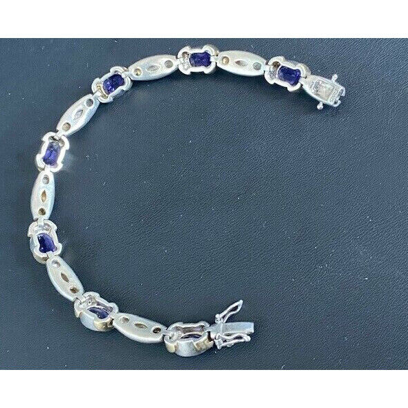 FINE QUALITY 925  STERLING SILVER & VIOLET  CZ'S BRACELET SKY