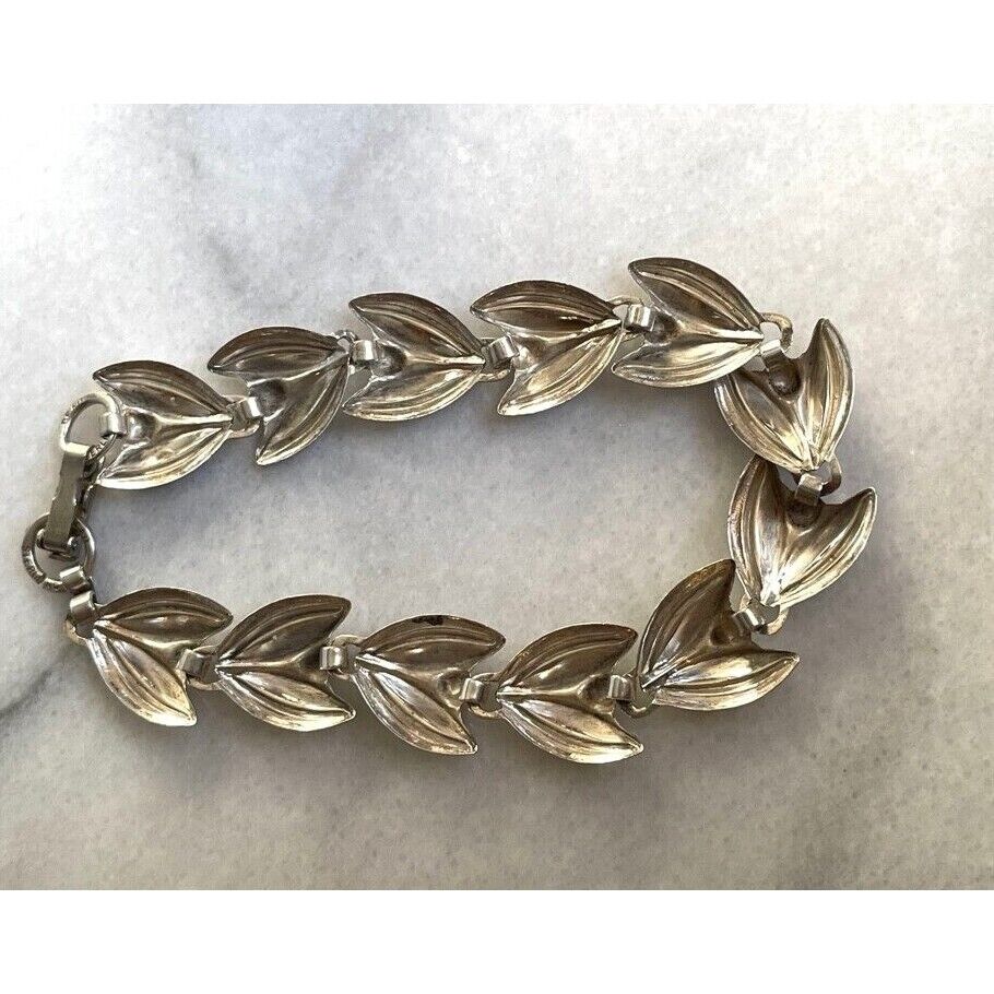 BEAU 925 STERLING SILVER LEAVES LINKS  BRACELET SKY