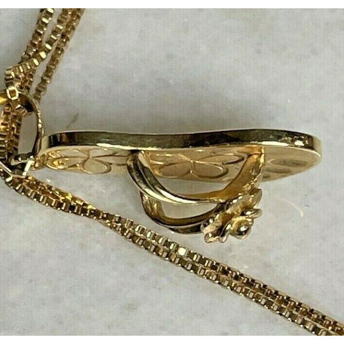 14K YELLOW GOLD  SLIPPER FLIP-FLOP SHOE PENDANT NECKLACE SKY