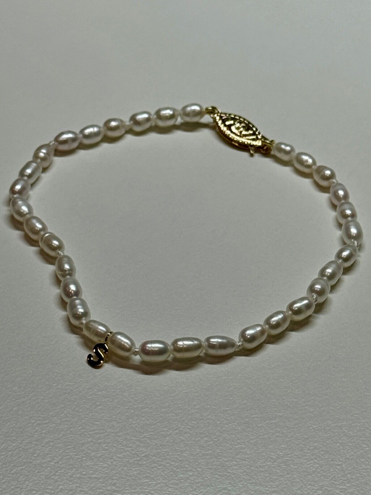 14K YELLOW GOLD BRACELET FRESHWATER PEARLS SIZE 7