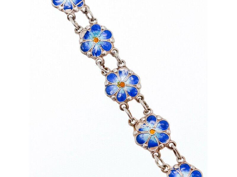 925 STERLING SILVER ENAMEL "FLOWERS" BRACELET