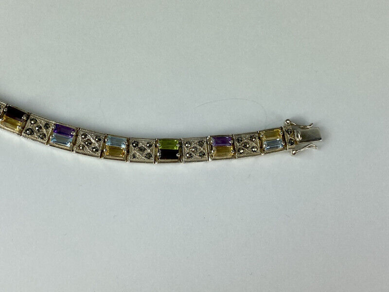 925 STERLING SILVER MULTI GEMSTONES BRACELET