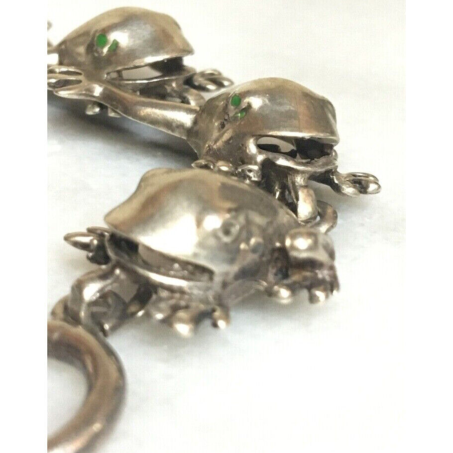 SOLID CAST 925 STERLING SILVER FROG LINKS TOGGLE BRACELET SKY