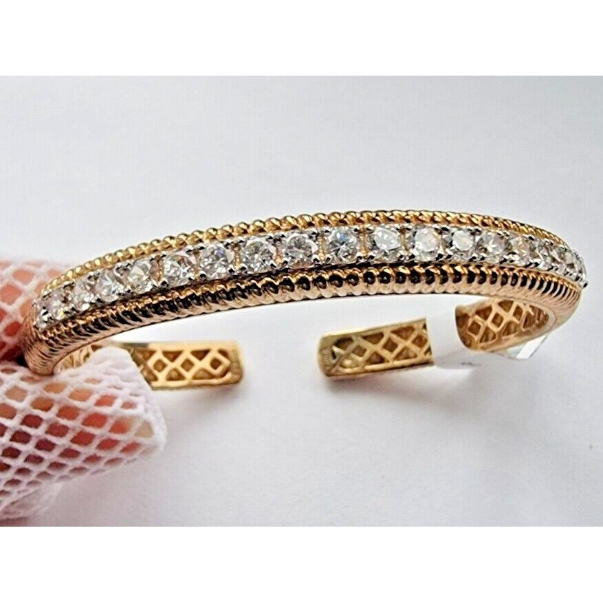 925 STERLING SILVER VERMEIL CZ BANGLE BRACELET AT