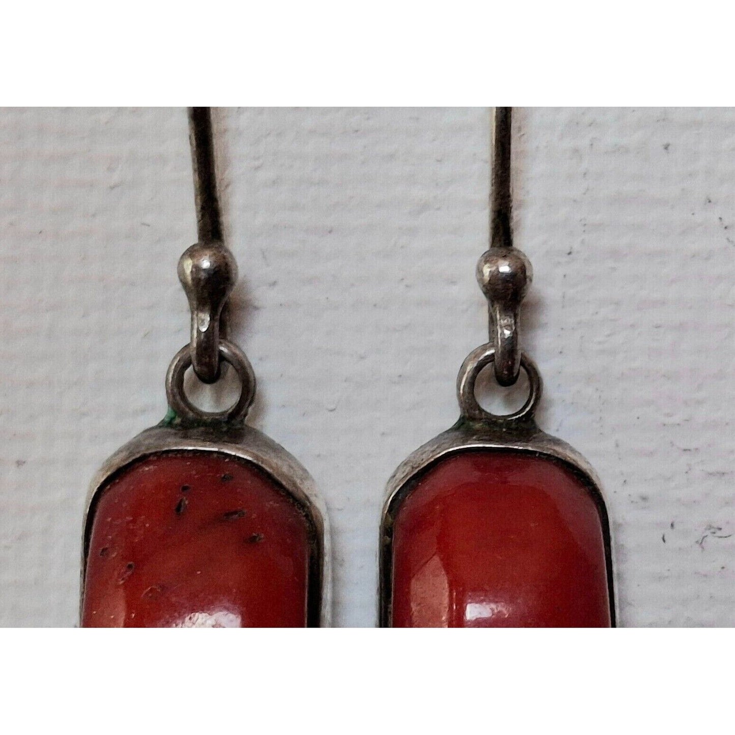 950 STERLING SILVER AND RED CORAL  EARRINGS SKY