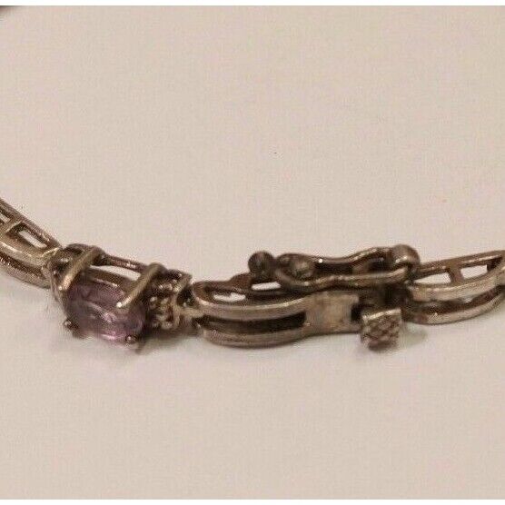 ELEGANT STERLING SILVER 4.5 CARAT AMETHYST LINK BRACELET. SKY