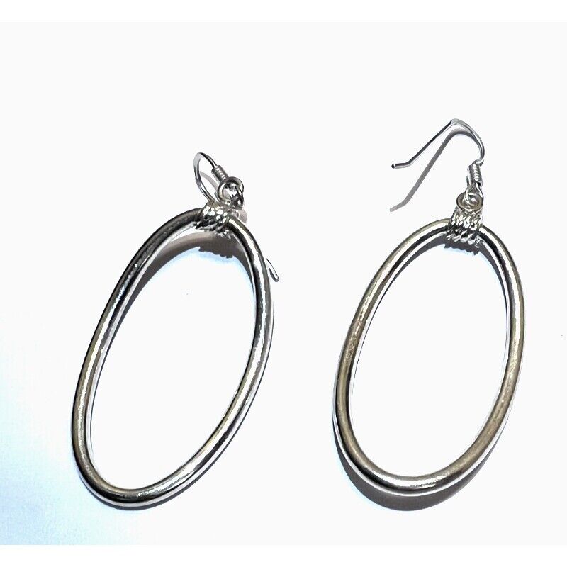 MILOR ITALY 925 STERLING SILVER CARVED OVAL HOOPS EARRINGS SKY