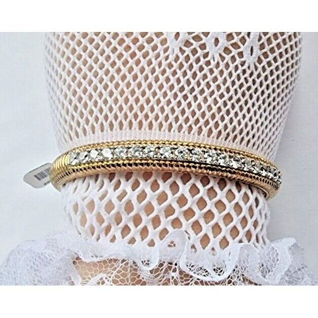 925 STERLING SILVER VERMEIL CZ BANGLE BRACELET AT