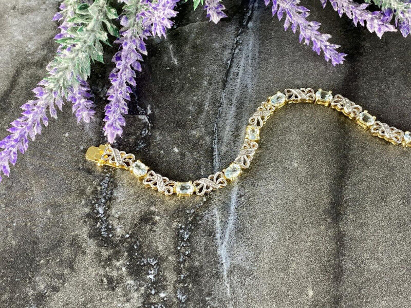 925 STERLING SILVER GOLD PLATED BLUE SPINEL BRACELET