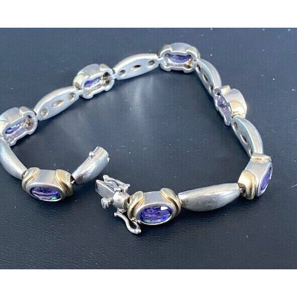 FINE QUALITY 925  STERLING SILVER & VIOLET  CZ'S BRACELET SKY