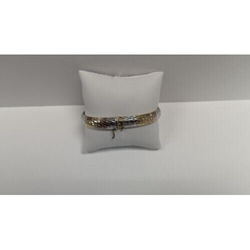 925 sterling silver tri-color  OMEGA bracelet 8 inch long 3/4 wide AT