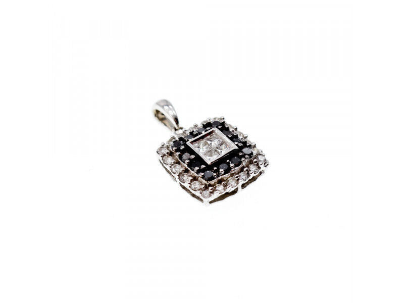 14K WHITE GOLD SAPPHIRES & DIAMONDS PENDANT