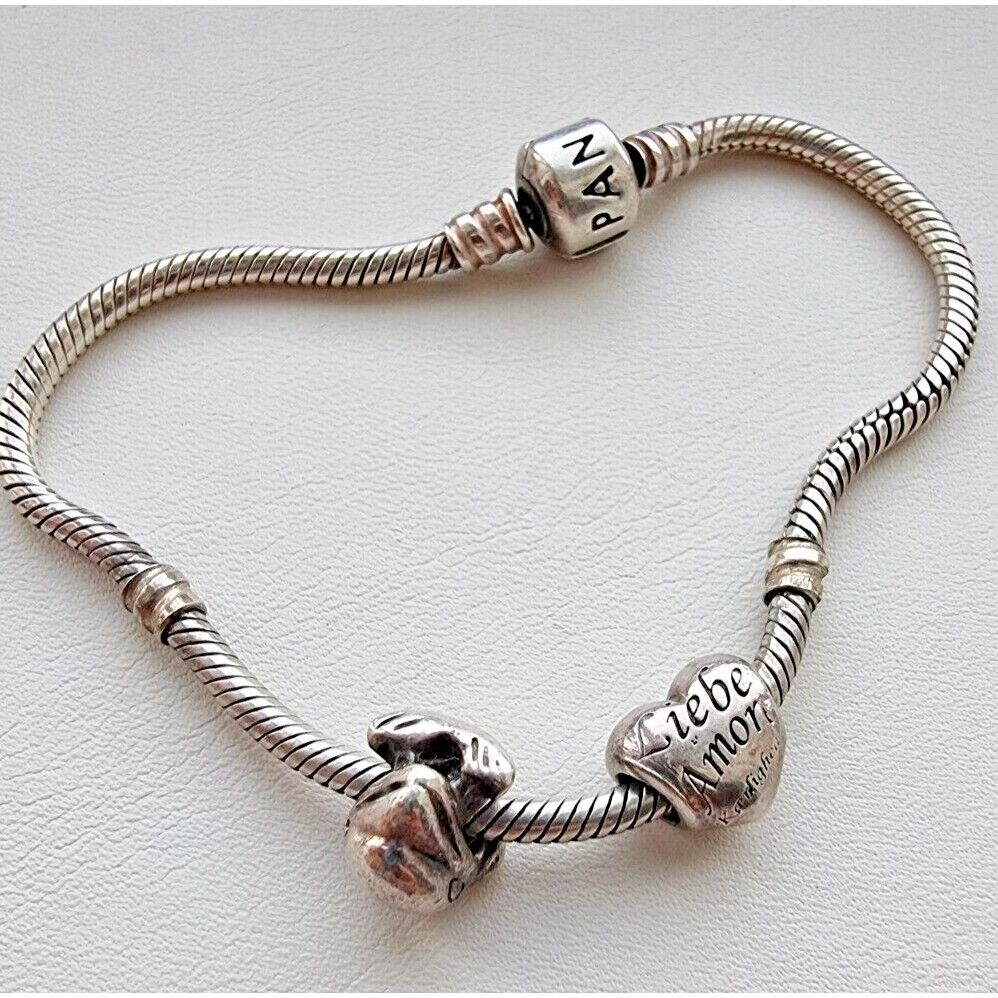 PANDORA ALE 925 STERLING SILVER HEART AND DOLPHINE BRACELET AT