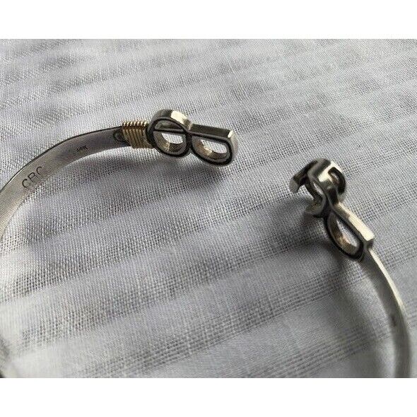 925 STERLING SILVER & 18K YELLOW GOLD HOOK & EYE BRACELET SKY