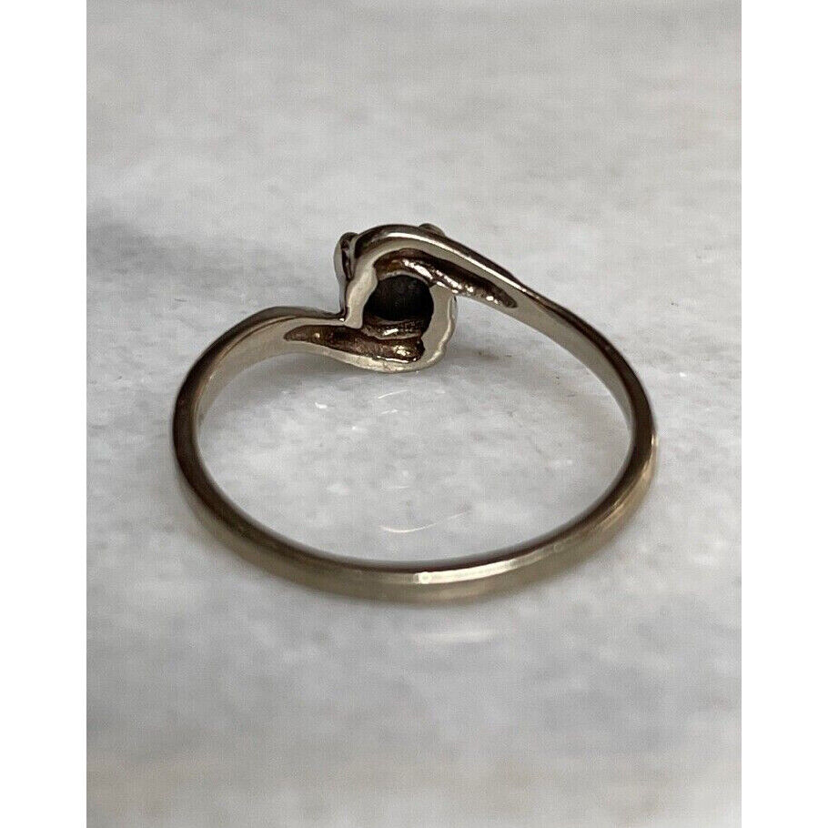 WHITE GOLD & BLACK SAPPHIRE RING SIZE 6.75 SKY