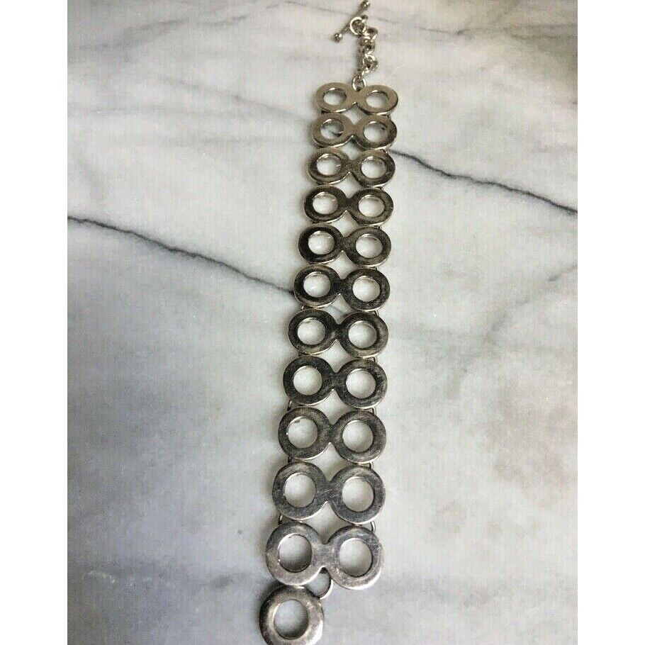 925 STERLING SILVER DOUBLE CHAIN LINK TOGGLE BRACELET SKY