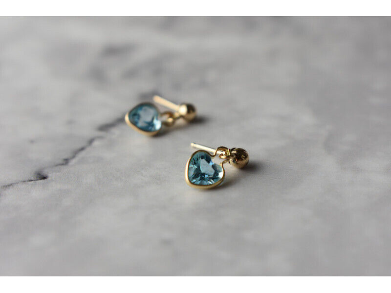 10K YELLOW GOLD BLUE SPINEL EARRINGS