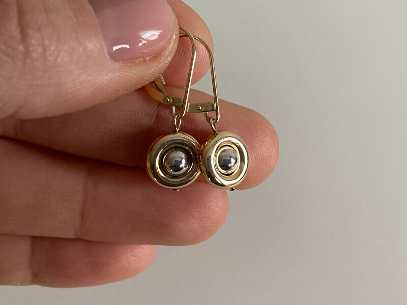 14K YELLOW & WHITE GOLD EARRINGS