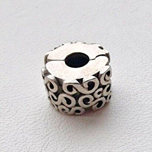 PANDORA AUTHENTIC 925 STERLING SILVER SWIRL CLIP CHARM AT