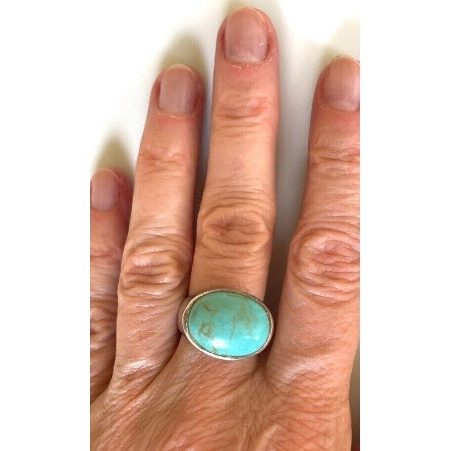 925 STERLING SILVER TURQUOISE RING SIZE 6 SKY