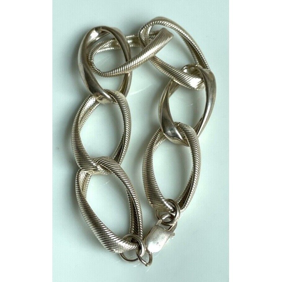 925 STERLING SILVER OVAL TWISTED LINKS BRACELET SKY