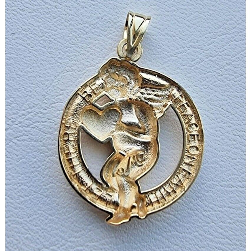 MICHAEL ANTHONY 14K YELLOW GOLD ANGEL CHARM "LET THERE BE PEACE ON AT