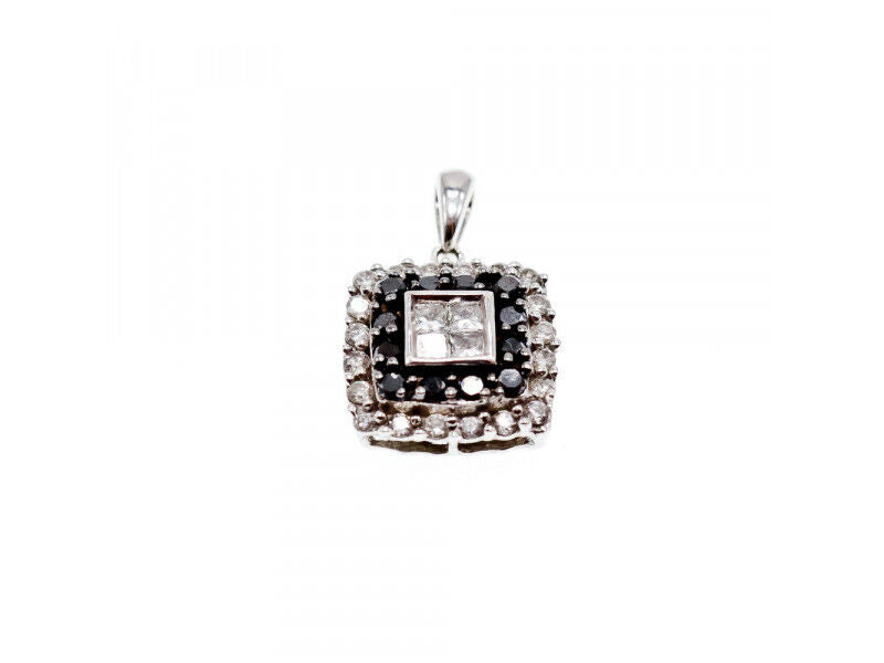 14K WHITE GOLD SAPPHIRES & DIAMONDS PENDANT